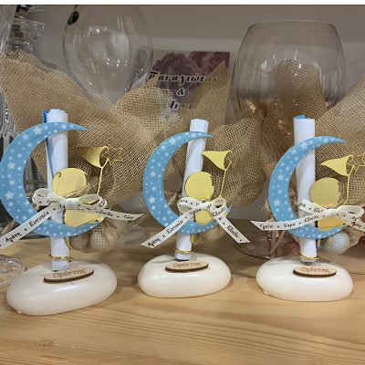 Μπομπονιέρα σε βότσαλο αγόρι με απόχη