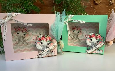 Μπομπονιέρα βάπτισης κουμπαράς-μαγνητάκι με θέμα “Ελεφαντάκι”