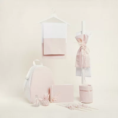 ΣΕΤ ΒΑΠΤΙΣΗΣ ΡΟΖ ΜΕ ΧΡΥΣΟ LUREX ΜΕ BACKPACK