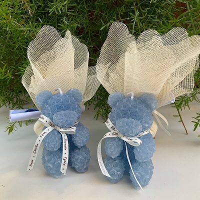 Μπομπονιέρα βάπτισης αρωματικό κερί αρκουδάκι