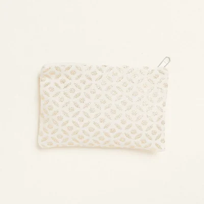 Πορτοφολάκι ζακάρ εκρού - χρυσό