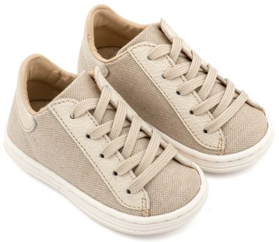 Δετά Ημίμποτα απο Ύφασμα και Δέρμα σε Μπεζ Χρώμα