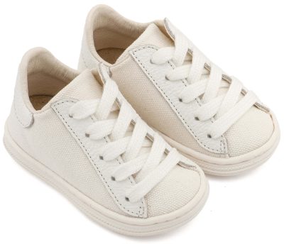 Δετά Ημίμποτα απο Ύφασμα και Δέρμα σε Λευκό Χρώμα