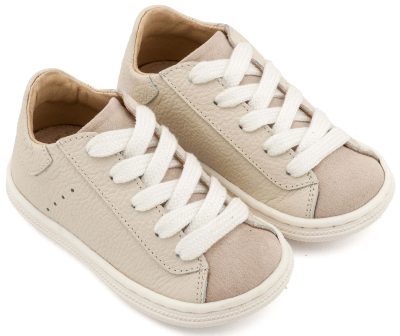 Δερμάτινα Δετά Σνίκερς σε Εκρού Χρώμα