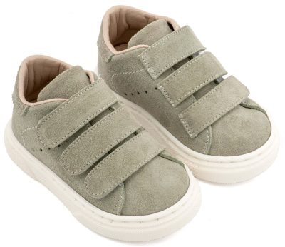 Δερμάτινο Mονόχρωμο Σνίκερ με Τριπλή Μπαρέτα Χρατς από Δέρμα Suede σε Μέντα Χρώμα