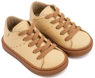 Δετό Δερμάτινο Sneaker από Δέρμα Νάπα σε Καλαμπόκι Χρώμα