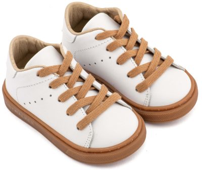 Δετό Δερμάτινο Sneaker από Δέρμα Νάπα σε Λευκό Χρώμα