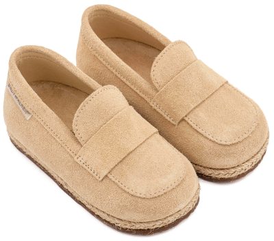 Καστόρινες Εσπαντρίγες από Δέρμα Suede σε Μπεζ Χρώμα