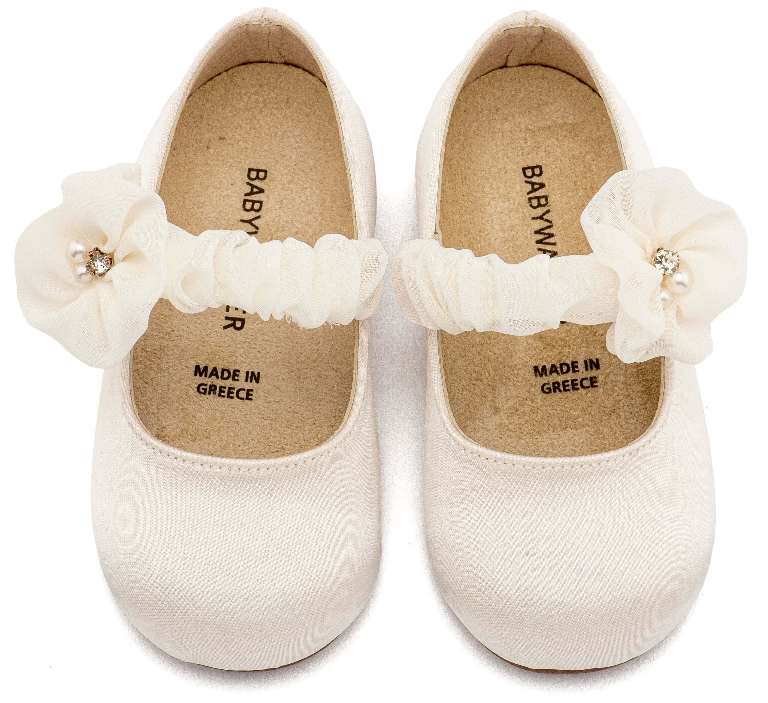 Γοβάκι Μονή Μπαρέτα BW4888 Εκρού Υφασμάτινο γοβάκι με μονή μπαρέτα "χρατς" με υφασμάτινο διακοσμητικό στη μπαρέτα, σε εκρού χρώμα