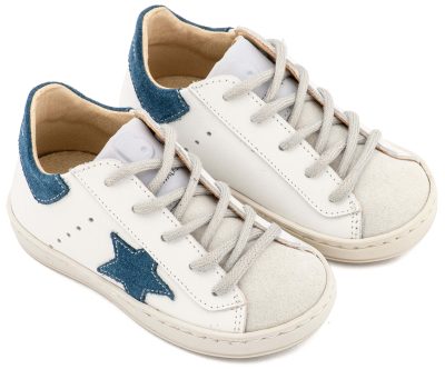 Τρίχρωμο Sneaker Δετό με Αστέρι στο Πλάι σε Λευκό Royal Μπλε Χρώμα