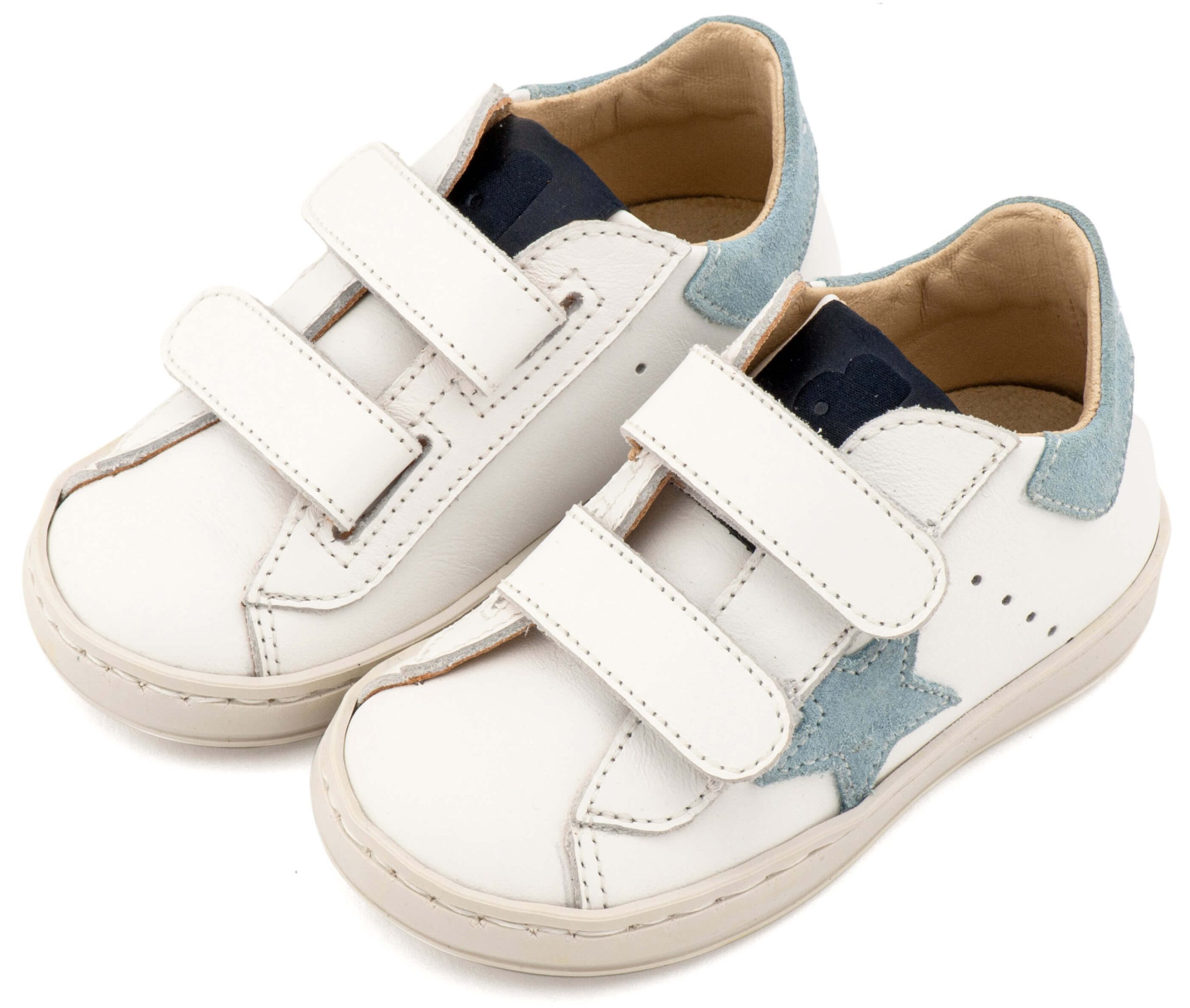 Τρίχρωμο Sneaker Διπλό Χρατς EXC5316 Λευκό Τρίχρωμο Sneaker Διπλό Χρατς με Αστέρι στο Πλάι σε Λευκό Χρώμα