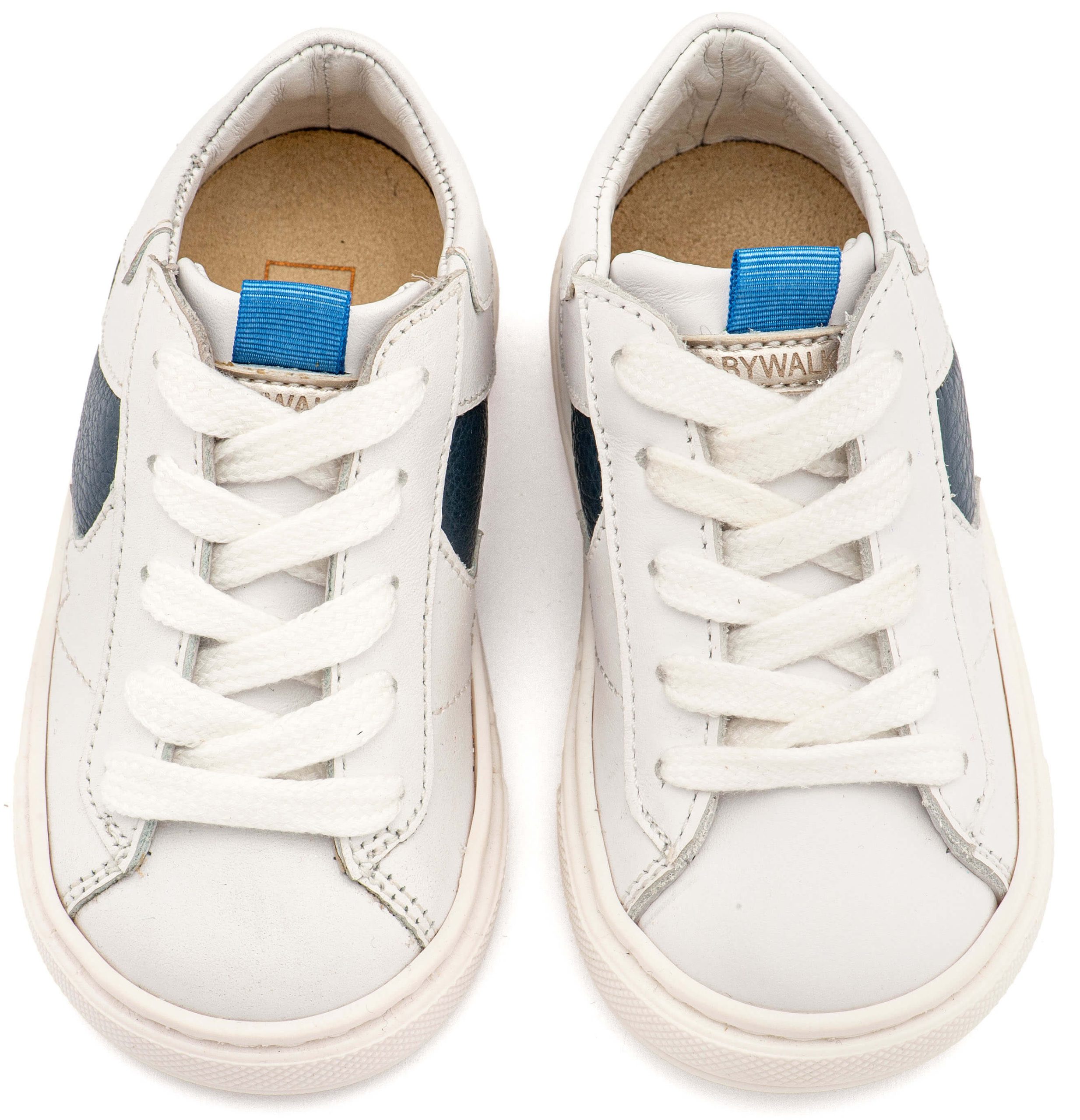 Δίχρωμο Sneaker Δετό EXC8001 Λευκό Μπλε Δερμάτινο Δίχρωμο Sneaker Δετό σε Λευκό Μπλε Χρώμα