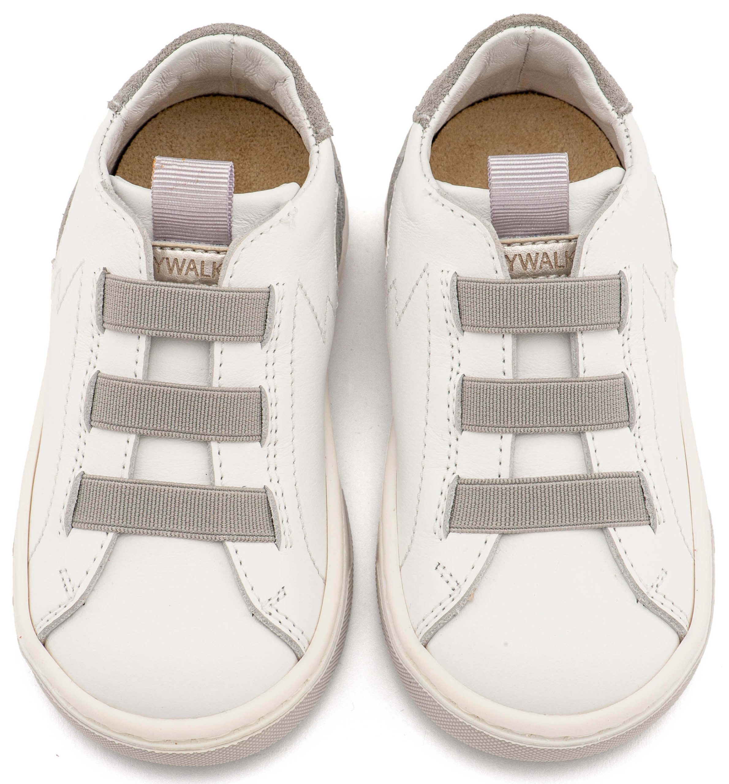 Sneaker Παντοφλέ με Λαστιχάκια EXC8005 Λευκό Γκρι Δερμάτινο Sneaker Παντοφλέ με Λαστιχάκια σε Λευκό Γκρι Χρώμα