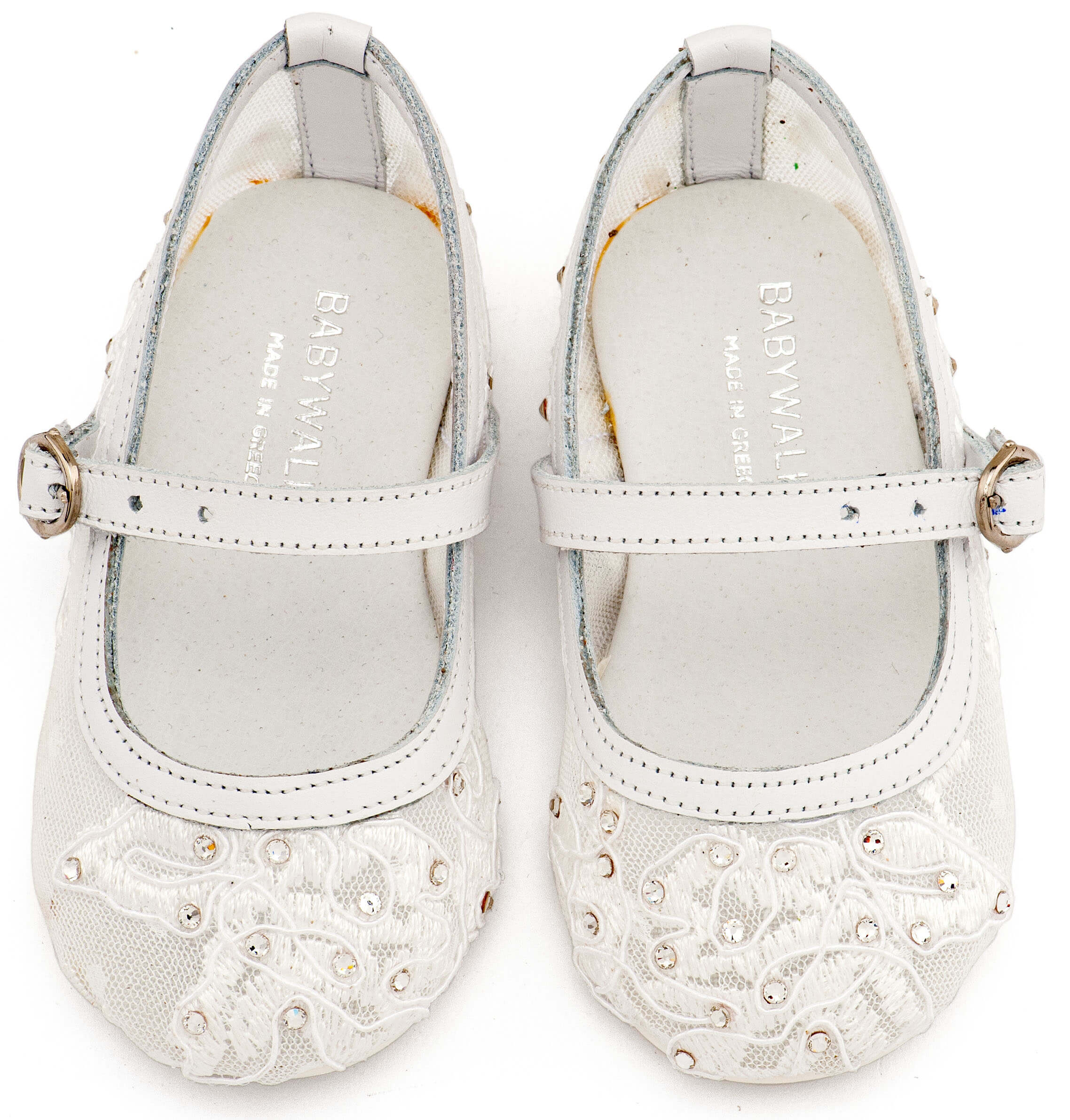 Γοβάκι απο Ύφασμα Φιλντιρέ Δαντέλα LU6128 Λευκό Γοβάκι απο ύφασμα φιλντιρέ δαντέλα, με δερμάτινες λεπτομέρειες σε λευκό χρώμα