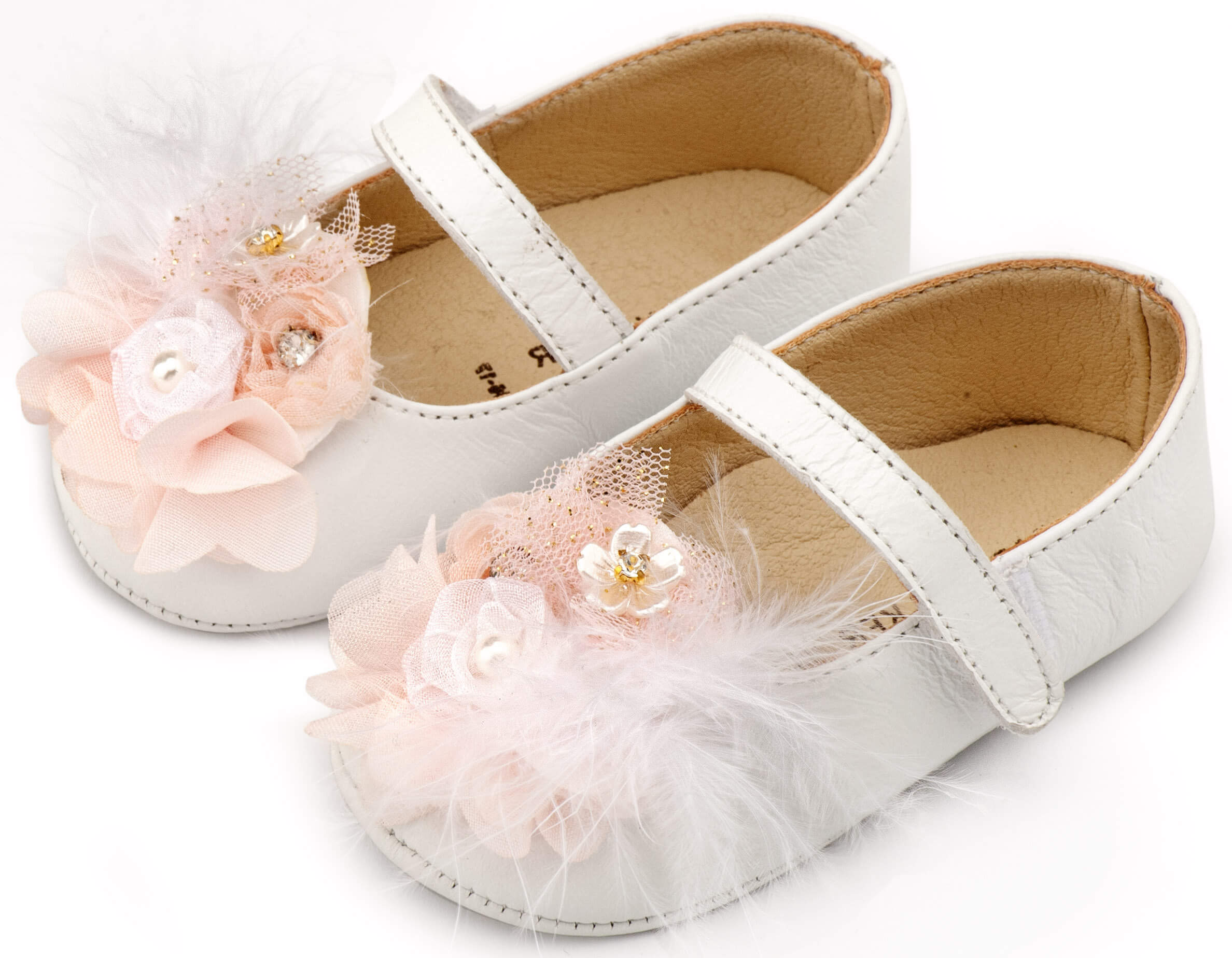 Βαπτιστικά παπούτσια κορίτσι BabyWalker MI1663 Λευκό - Ροζ Δερμάτινο γοβάκι με μονή μπαρέτα με υφασμάτινο χειροποίητο φιογκάκι, σε λευκό - ροζ χρώμα