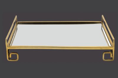 Δίσκος μεταλλικός σε χρυσή απόχρωση  με καθρέφτη.