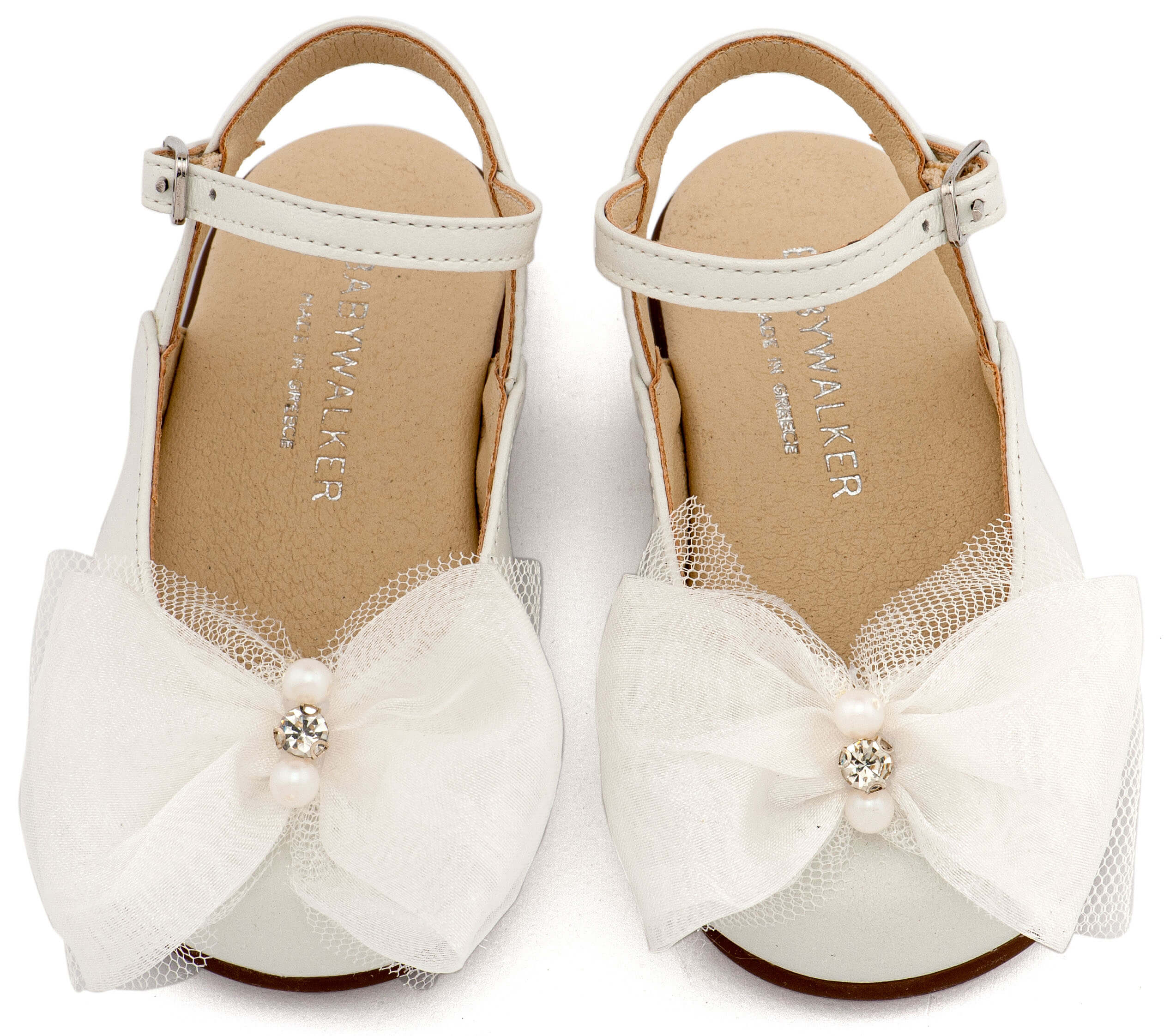 Γαλλικό Σαμπό Διακοσμημένο με Φιόγκο Οργάντζας Εκρού Δερμάτινο γαλλικό σαμπό διακοσμημένο με φιόγκο oργάντζας και στρας, σε εκρού χρώμα